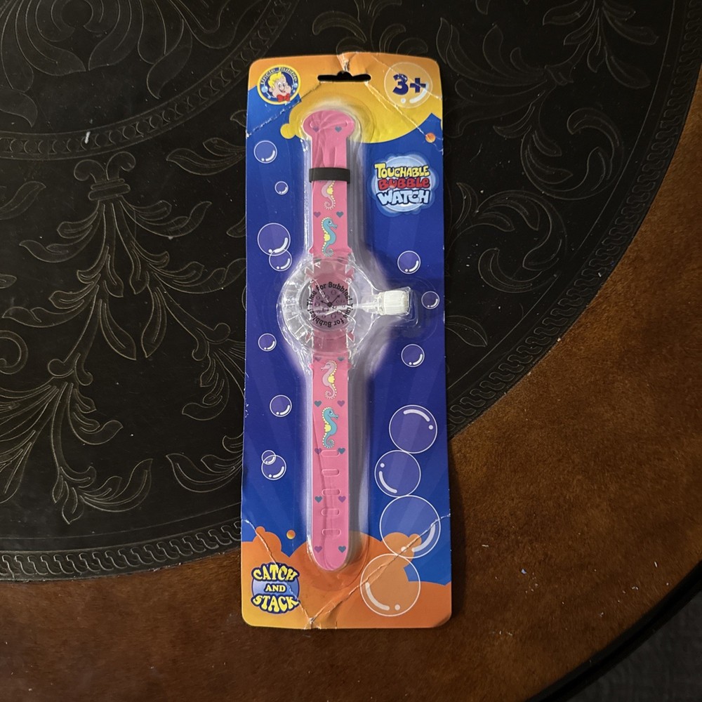 TOUCHABLE UNCLE BUBBLE Wrist WATCH Monkey Toy Time Bubbles Catch Stack Pink 3+