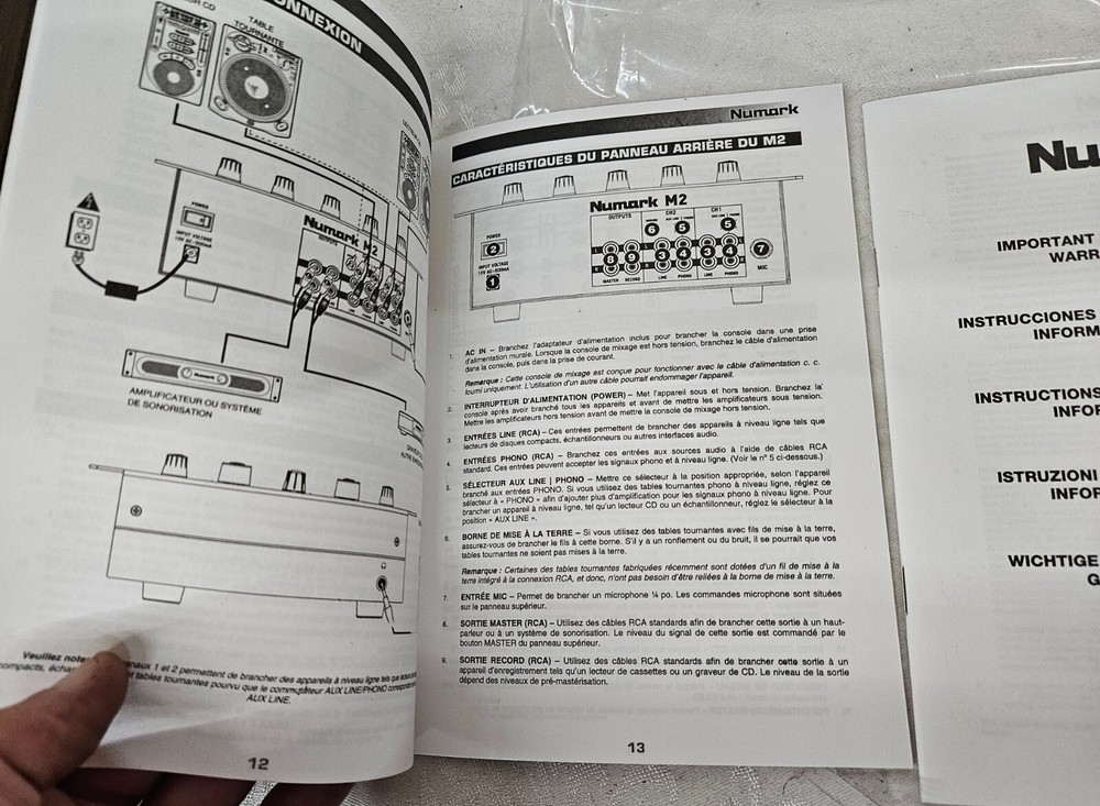 NUMARK M2 Professional Scratch Mixer OWNERS MANUAL Paperwork