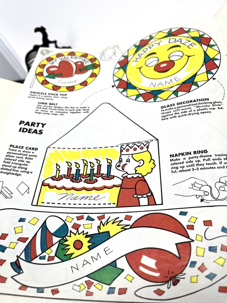 Vtg 1974 SHRINKY DINKS Refill Kit ONLY 5 Plastic SHEETS Left-Pattern Ideas Book