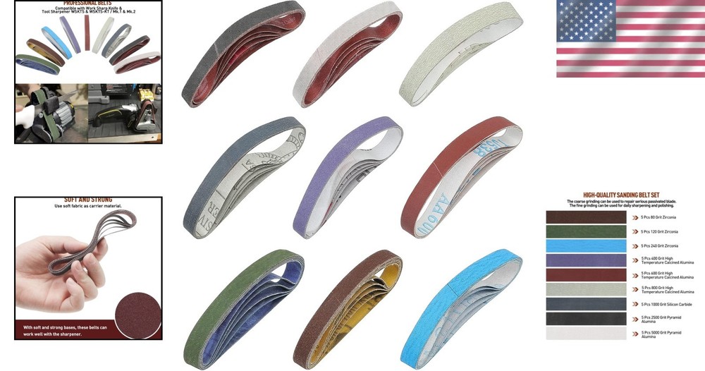 45 Pcs Replacement Sharpening Belts for Work Sharp Tool Sharpener