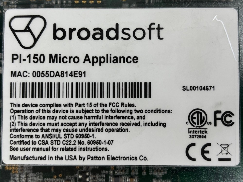 Broadsoft PI-150 Micro Appliance w/ Power Adapter