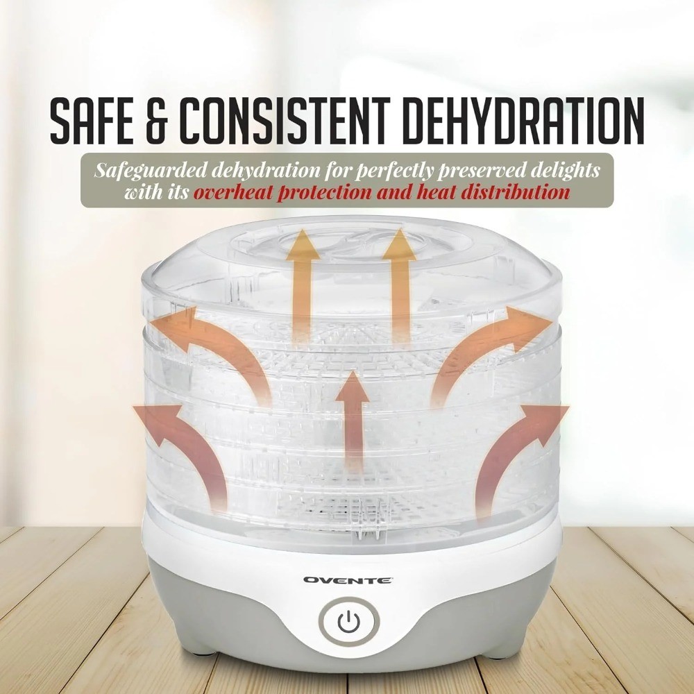 Food Dehydrator Machine with 5 Stackable Clear Trays and Drying Space