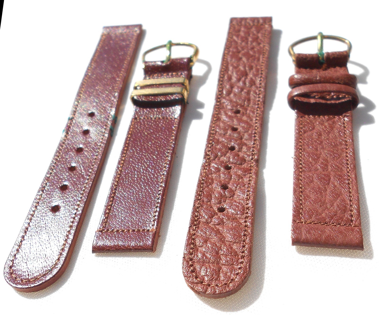 TWO (2) MINT ORIG WW2 1944-DATED GI-ISSUE BROWN LEATHER WATCH BANDS, GOATSKIN
