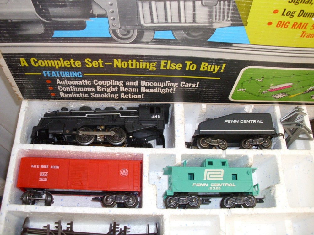MARX BIG RAIL WORK TRAIN STEAM TYPE ELECTRIC 5 PIECE TRAIN SET BOXED