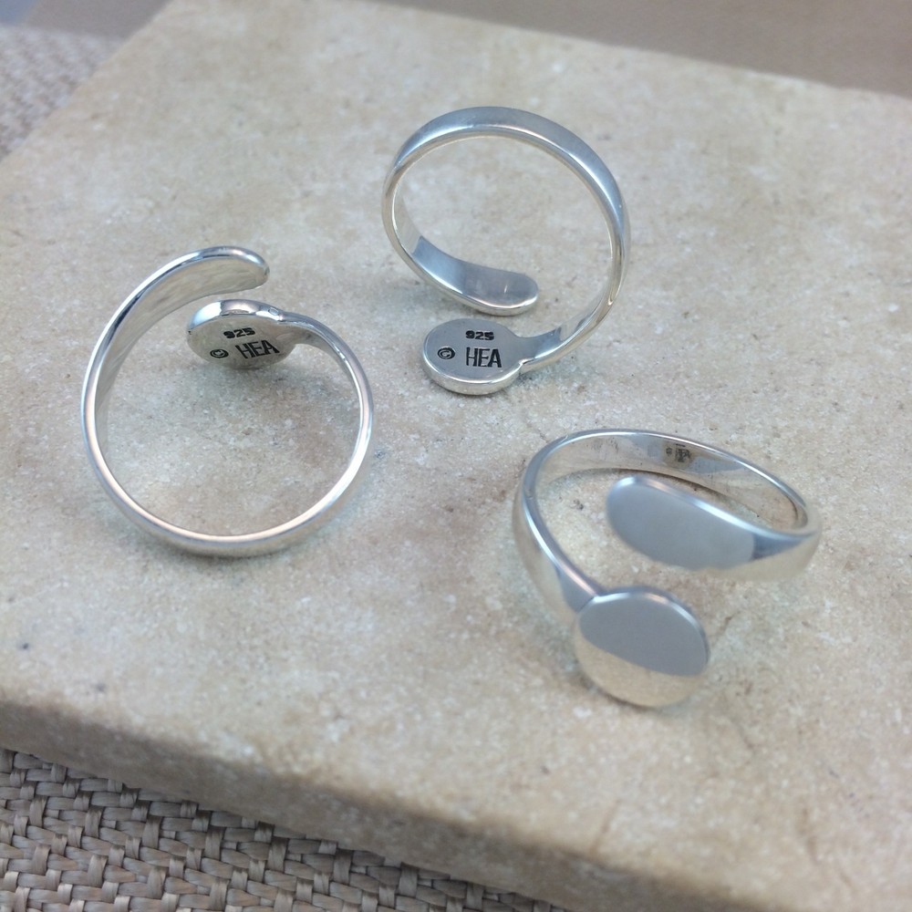 Sterling Silver Ring Blank with 8mm Pad Adjustable Style 925 Quality Finding HEA