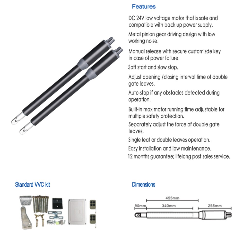 Automatic Gate Opener Dual Swing Gate Opener Security System w/ Remote Control