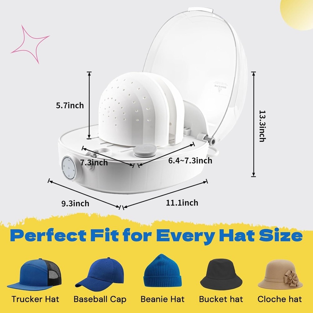 Effortless Hat Cleaning & Drying Machine with Adjustable Fit Technology