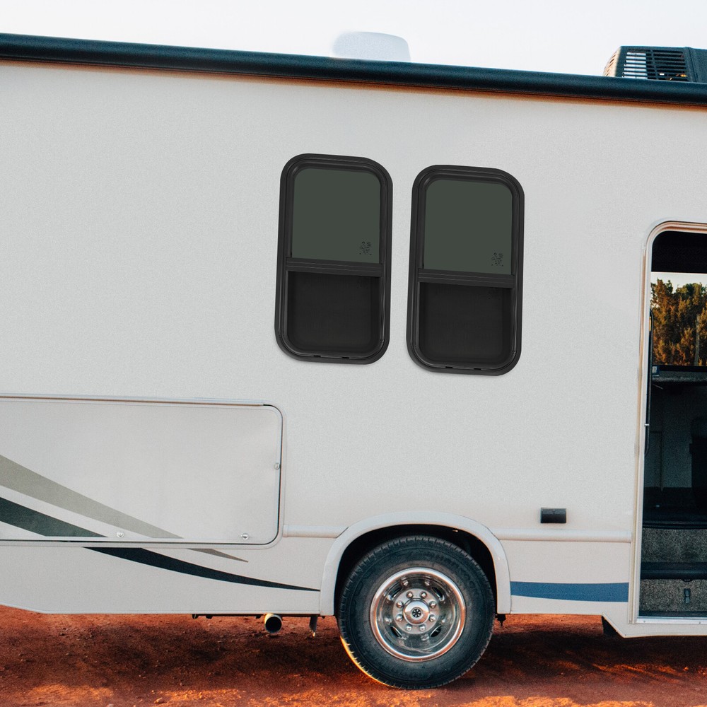 2Pcs RV Window Vertical Slide Window Rectangular Venting Window w/Trim Rings