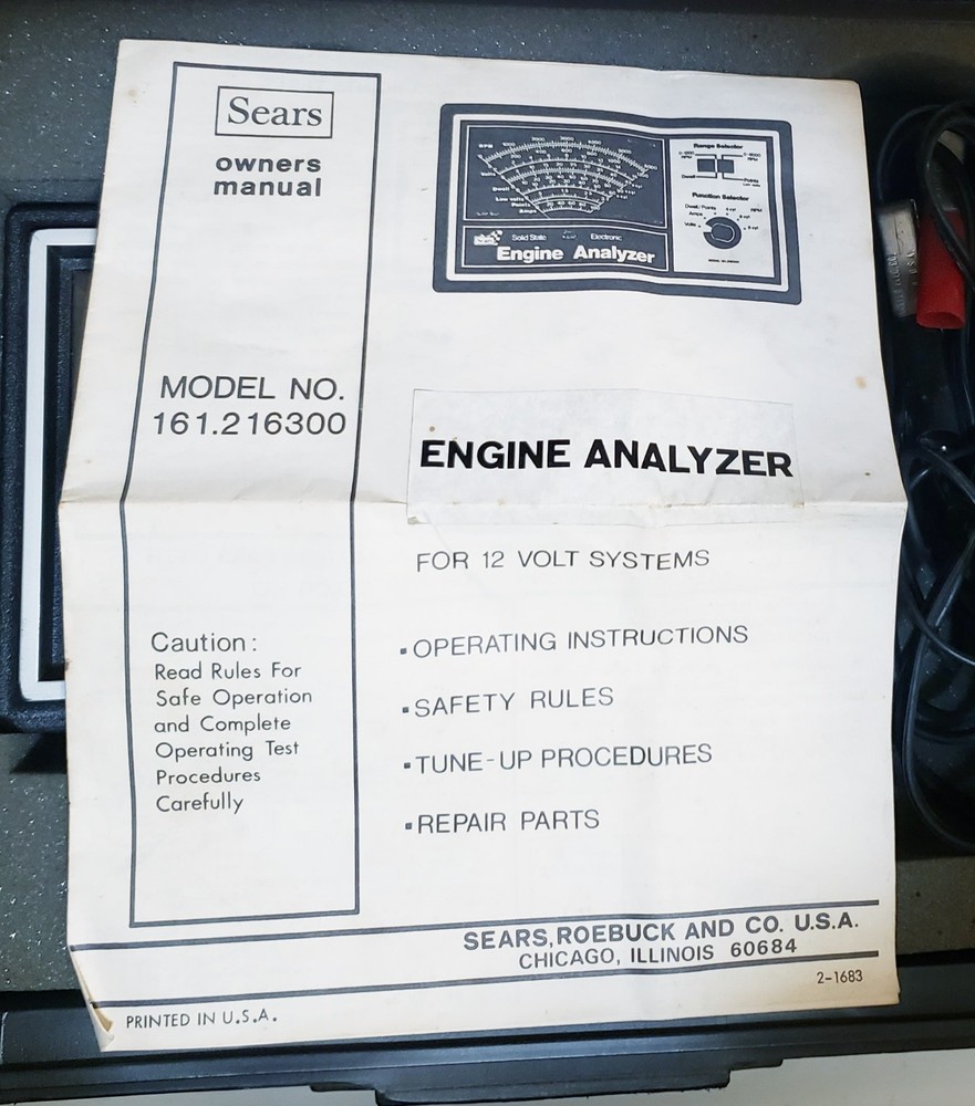 Sears Engine Analyzer 161.2163 with Case & Manual