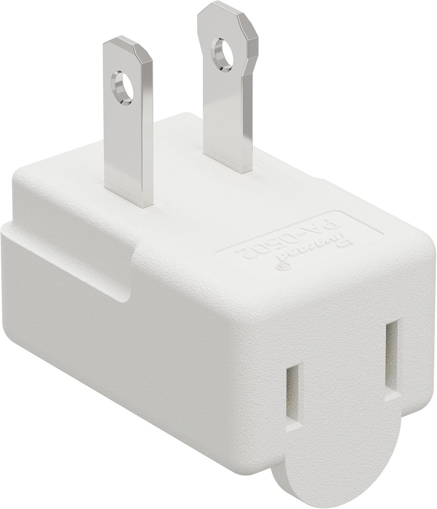 Polarized 2-Prong L Type Adapter, Vertical Right Angled Down Angle AC Adapter wi