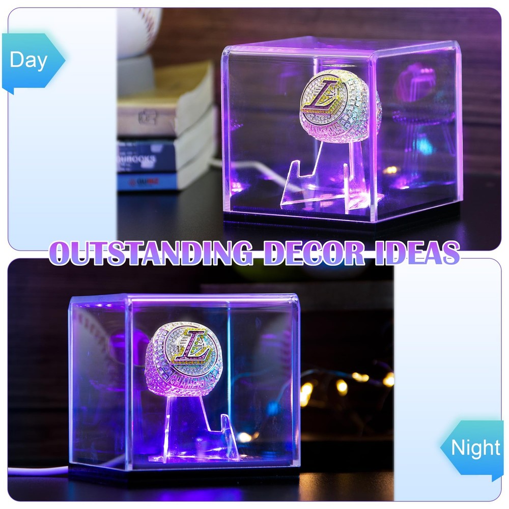 Championship Ring Display Case with Led Light, UV-Protected Clear Challenge