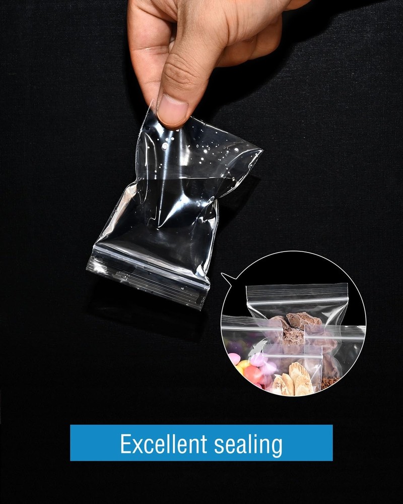 500 PCS Small Plastic Bags, Mini Resealable 4 Different Sizes
