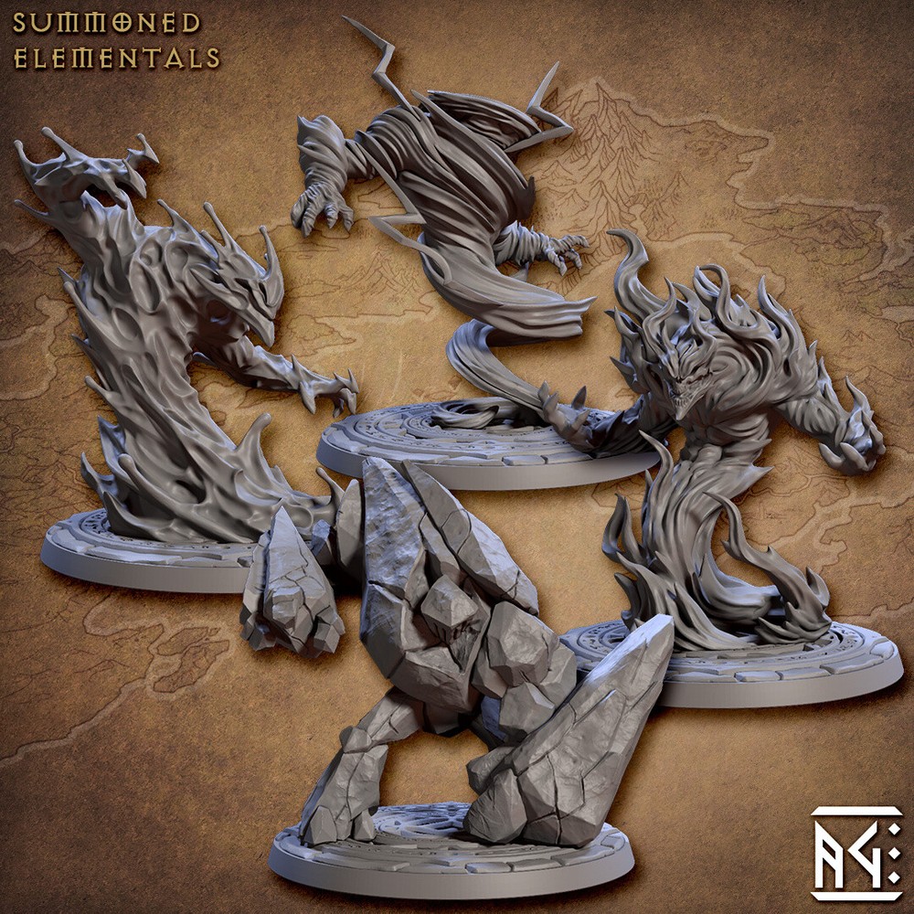 Summoned Elemental Earth Air Water Fire Miniature | D&D DnD |