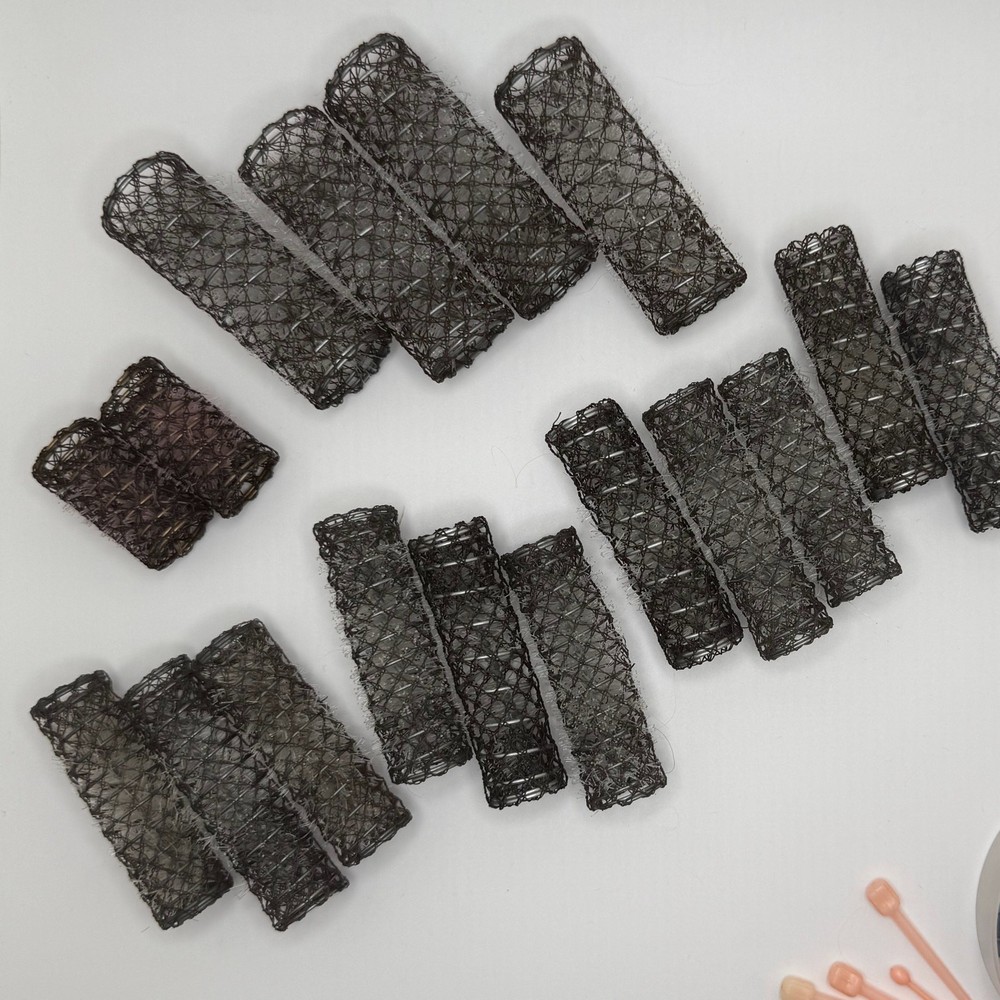 Vintage Mesh Rollers with Picks Clips Styling Booklet