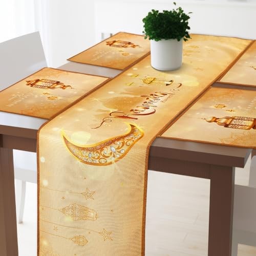 9 Pack Ramadan Party Decorations Set, 1 Pc Eid Mubarak Table Crescent Style