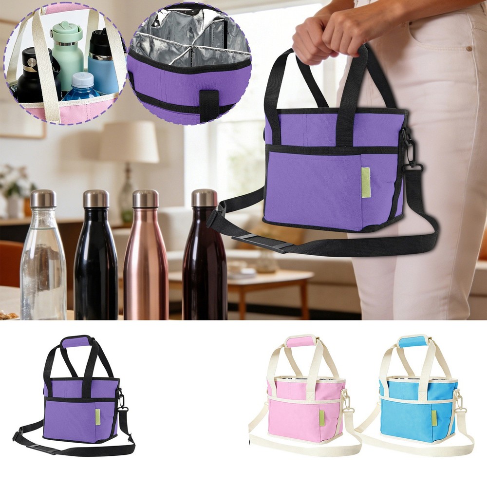 Water Bottle Holder With Strap | Family Size 4 Compartment Drink Multiple