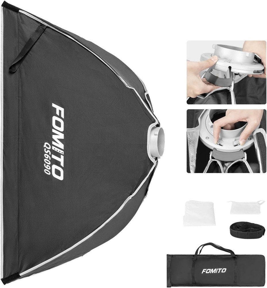 24"x35"/60x90cm Rectangular Softbox, Quick Release Bowens Mount Softbox with ...