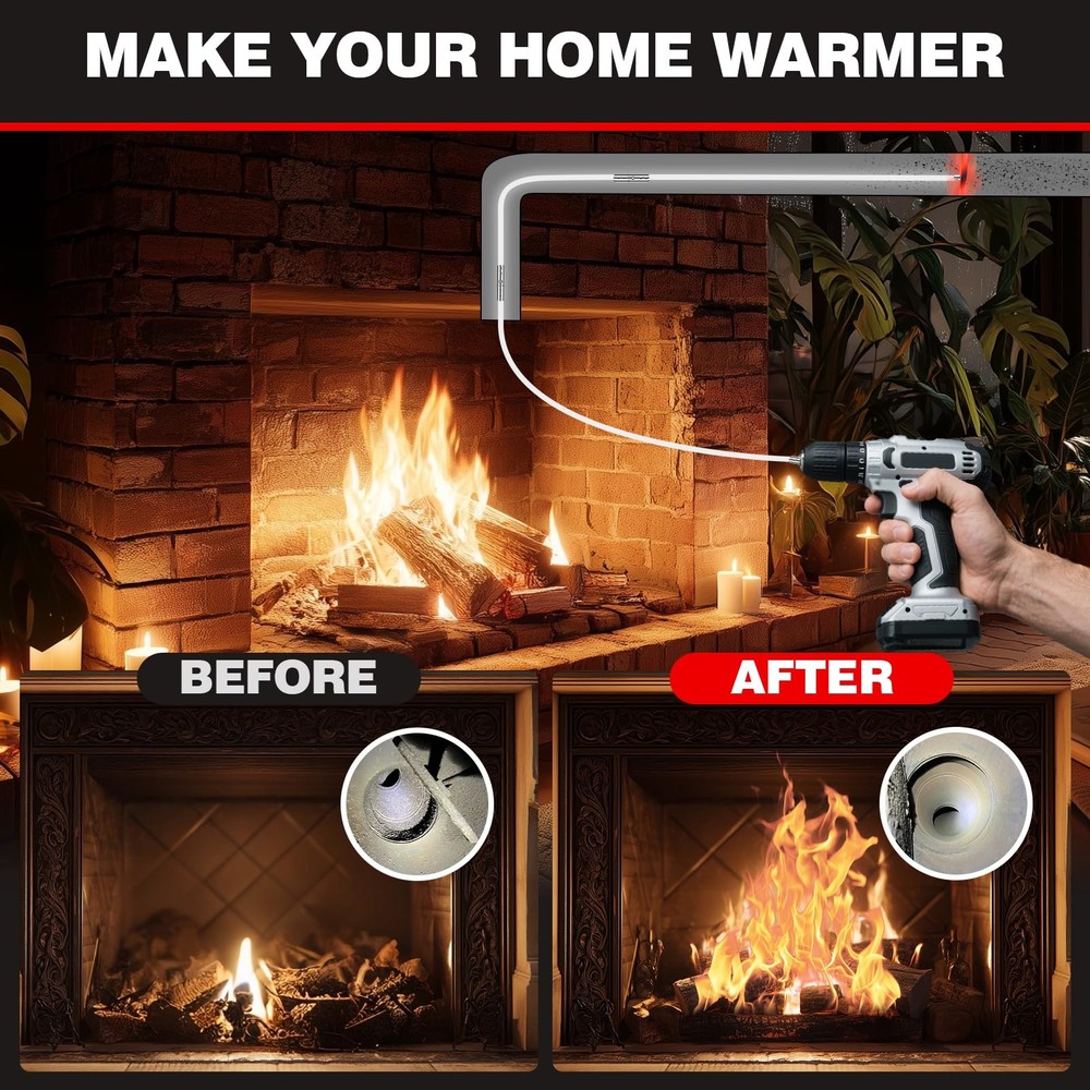 Morinoli 30 Feet Chimney Sweep Kit, Chrome Button Locking System, Chimney Cle...