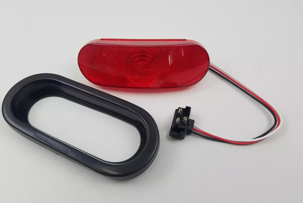 6-1/2" Oval Trailer Light RED Stop Turn Tail 3 Function ST70RB Kit USA Free ship