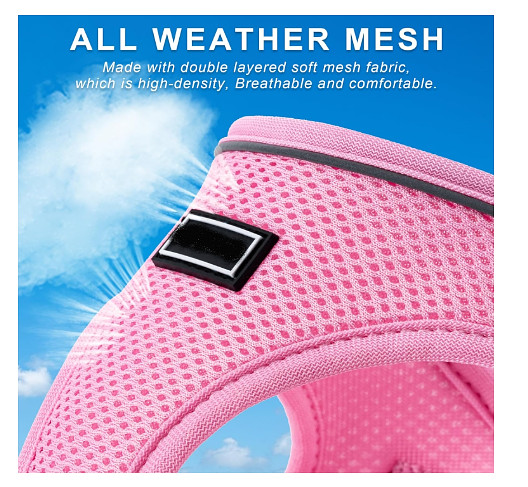 Dog Harness Adjustable Reflective Dog Harness And Leash Set Non Pull Pink