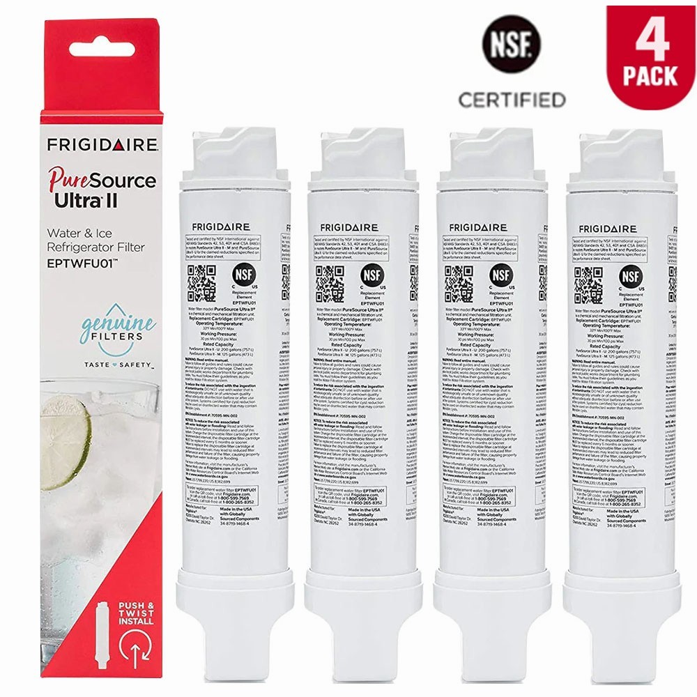 4 Pack Frigidaire EPTWFU01 PureSource Ultra II Refrigerator Water Filter