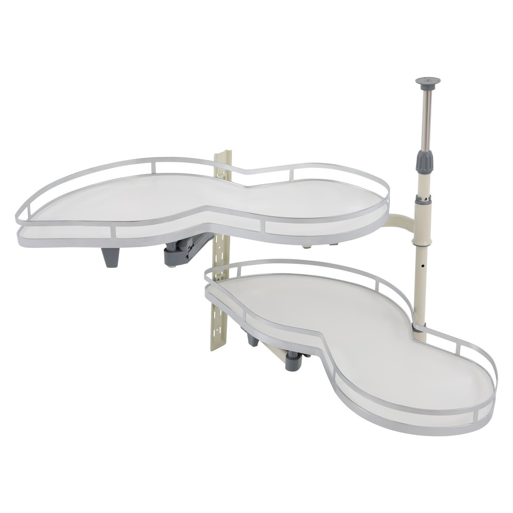 2-tier White Blind Corner Cabinet Left Blind Corner Cabinet Pull-out Organizer