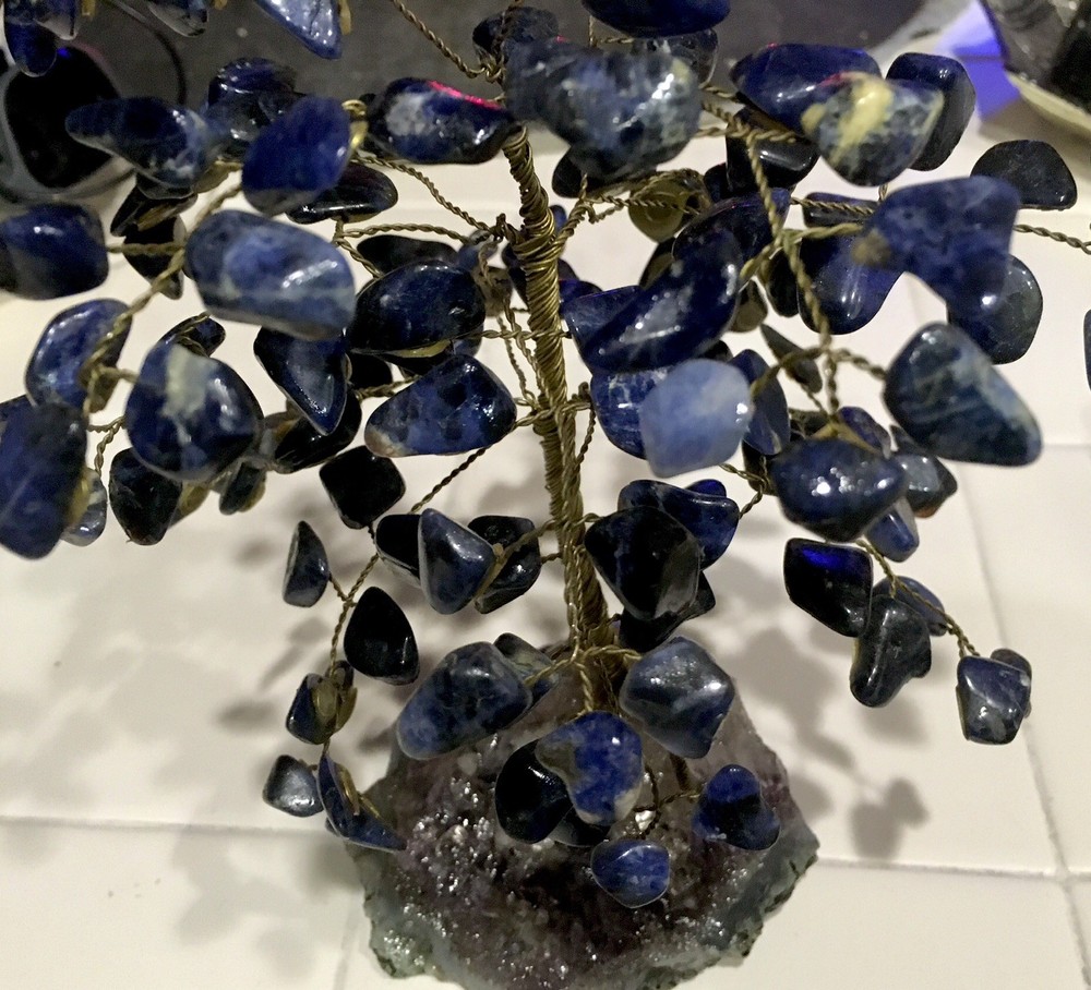 Vintage Copper Wire Tree Blue Stones