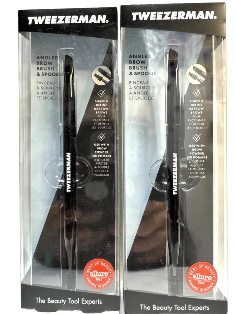2 tweezerman angled brow brush & spoolie