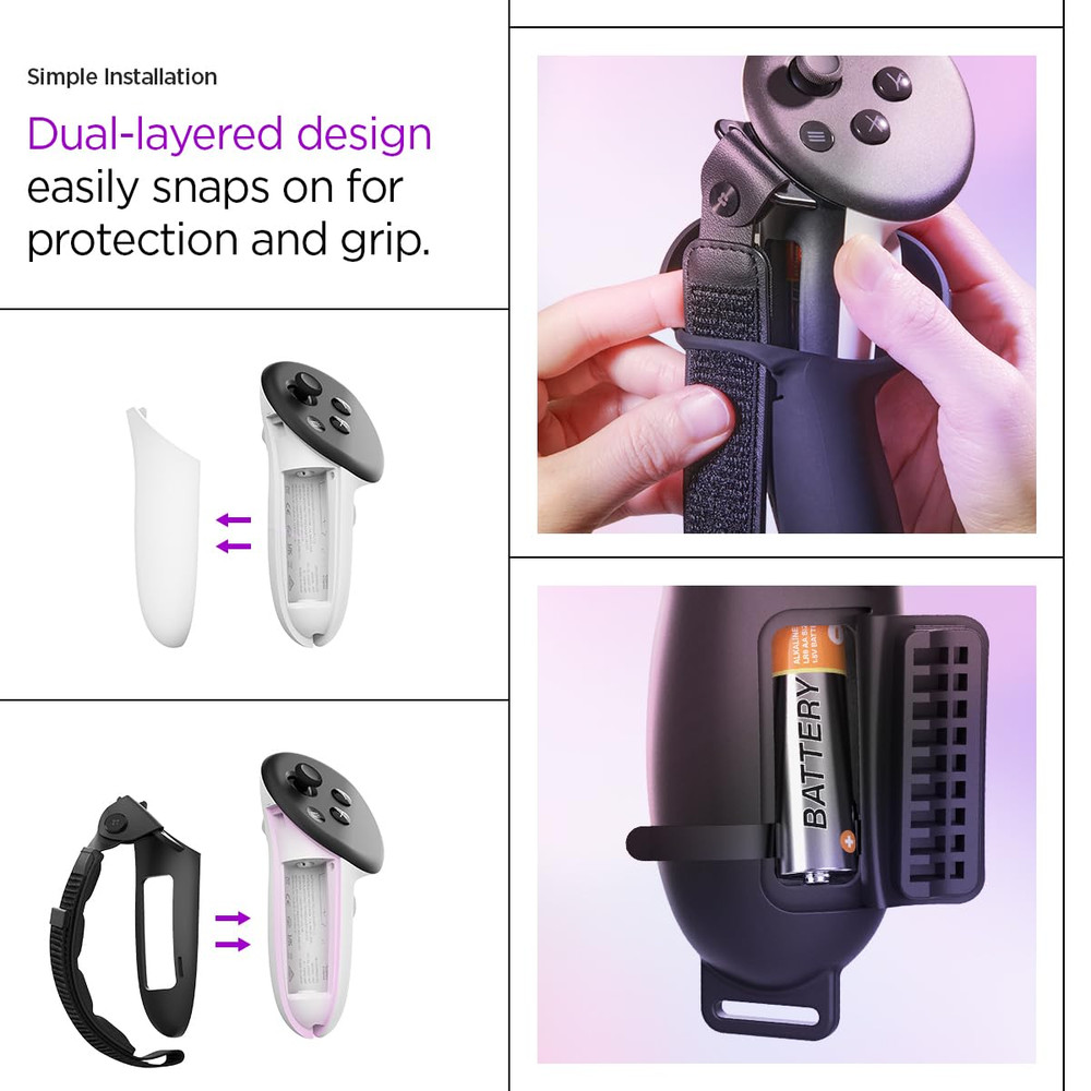 Silicone Fit Designed for Meta Quest 3/3S Controller Grips, Non-Slip Adjustable