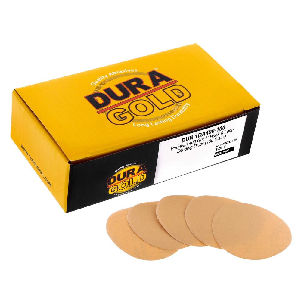 400 Grit 1" Hook & Loop Sanding DA Discs - 100 Sandpaper Finishing Discs