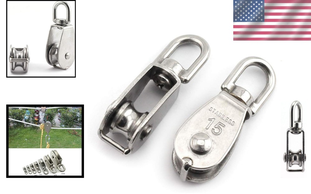 Compact 2-Pack M15 Stainless Steel Swivel Blocks for Safe Rigging Solutions