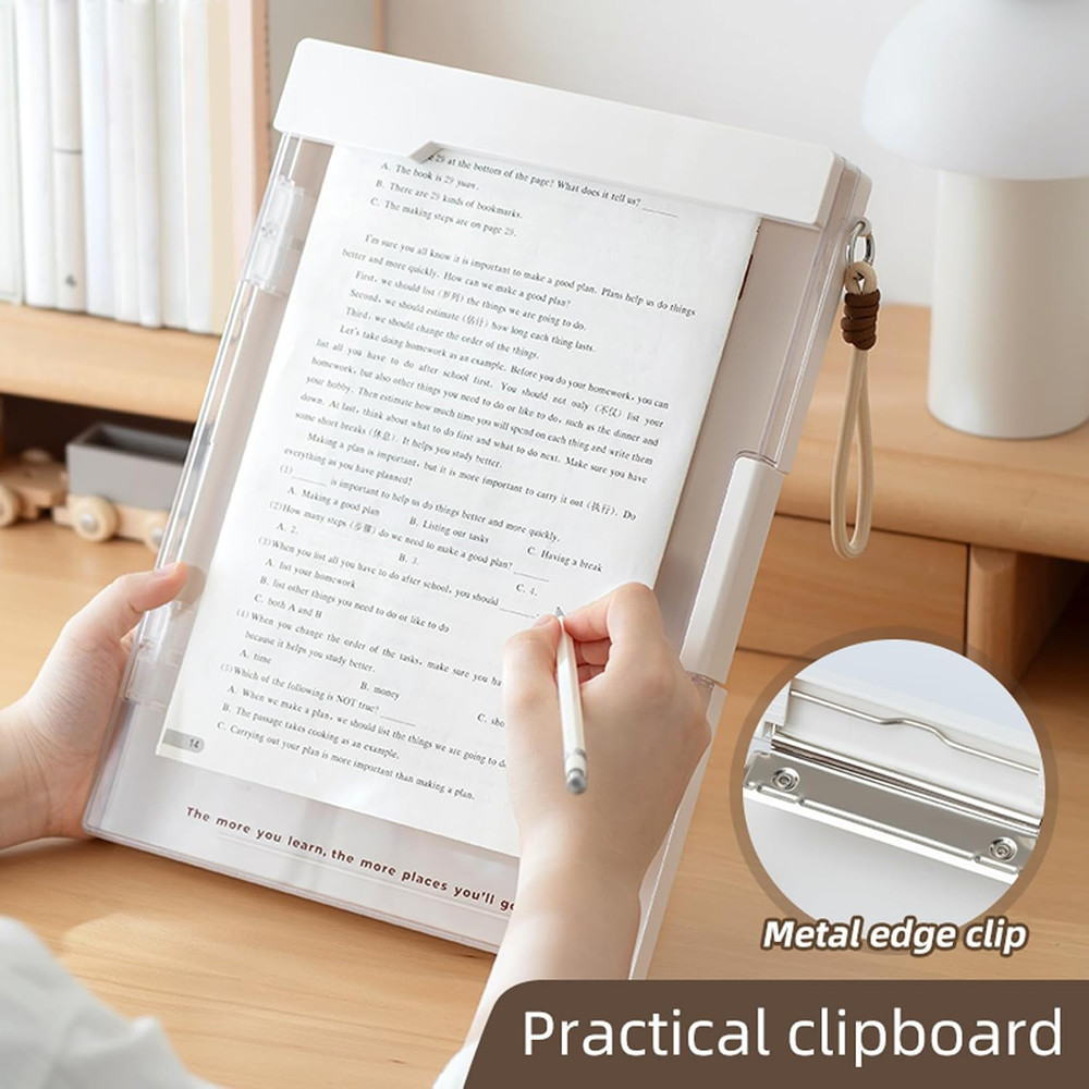 Reinforced Clipboard with Storage, Inner Plastic Folder Attached, Heavy Duty Pla