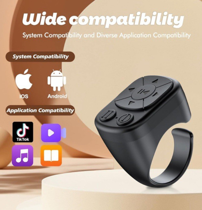 Tiktok Scrolling Ring Remote Control Suitable for Iphone, iPad, Pink , 2 Pack
