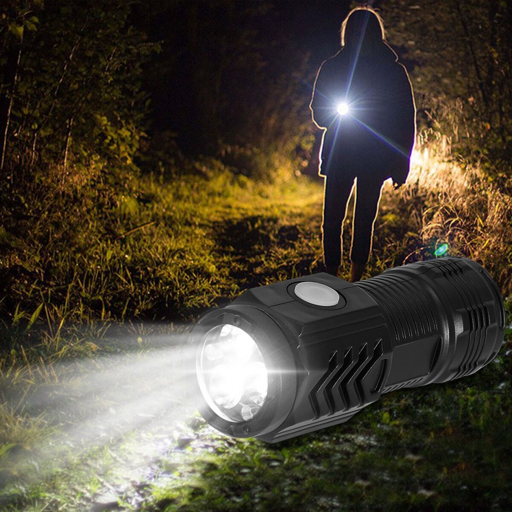 3X Super Bright LED Mini Tactical Flashlight USB Rechargeable Lamp 5 Modes Light