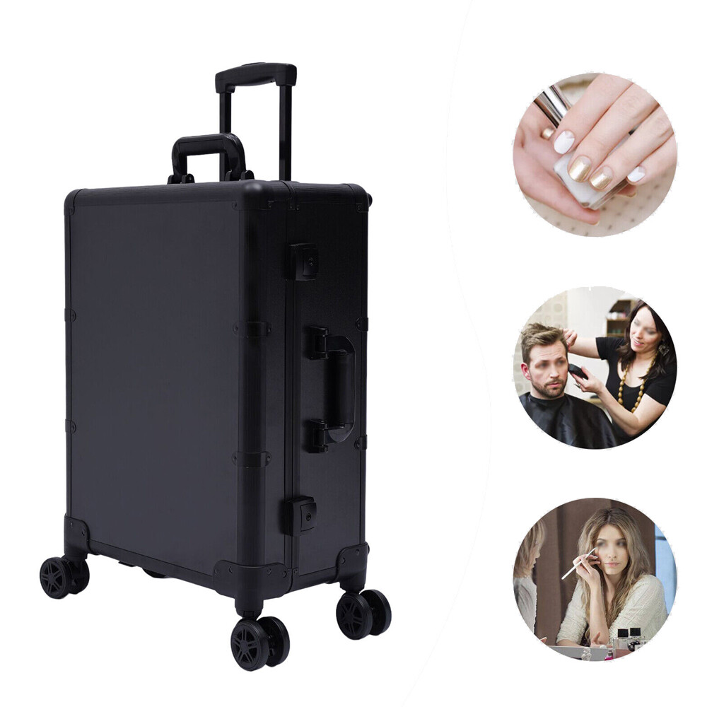 Rolling Makeup Train Case Cosmetic Box Trolley Organizer w/LED LIght & Mirror
