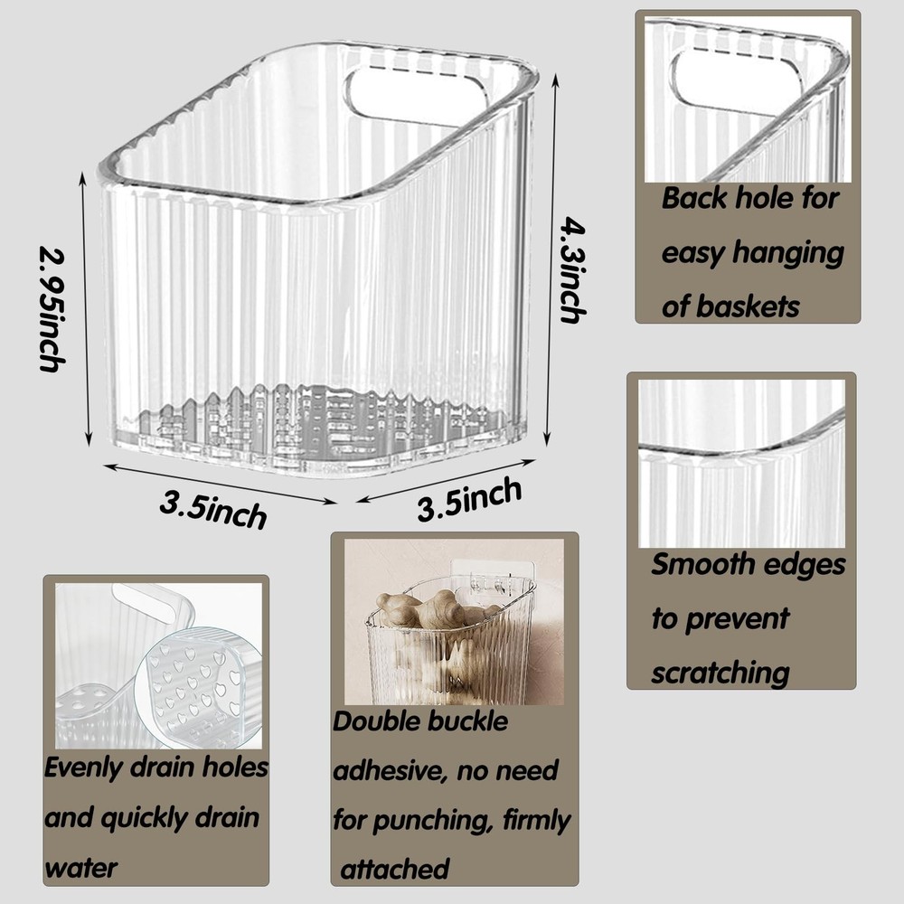 4 Pack Acrylic Wall Mounted Storage Racks, Stackable Cabinet Door Storage Con...