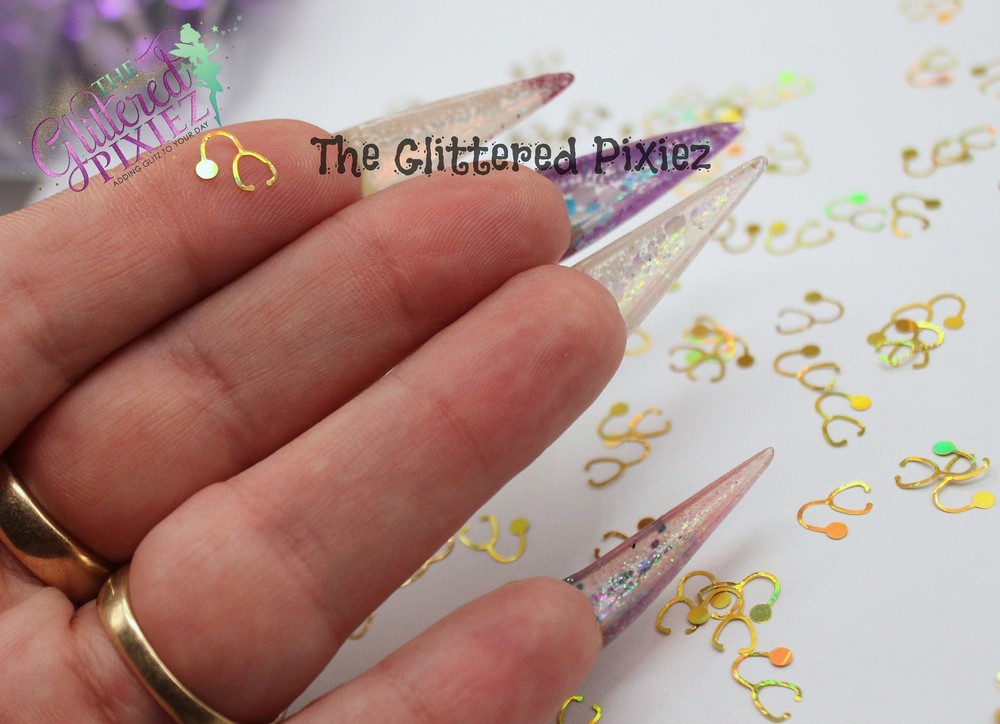 GOLD STETHOSCOPE shape holographic Glitter- Pixie Shapes-