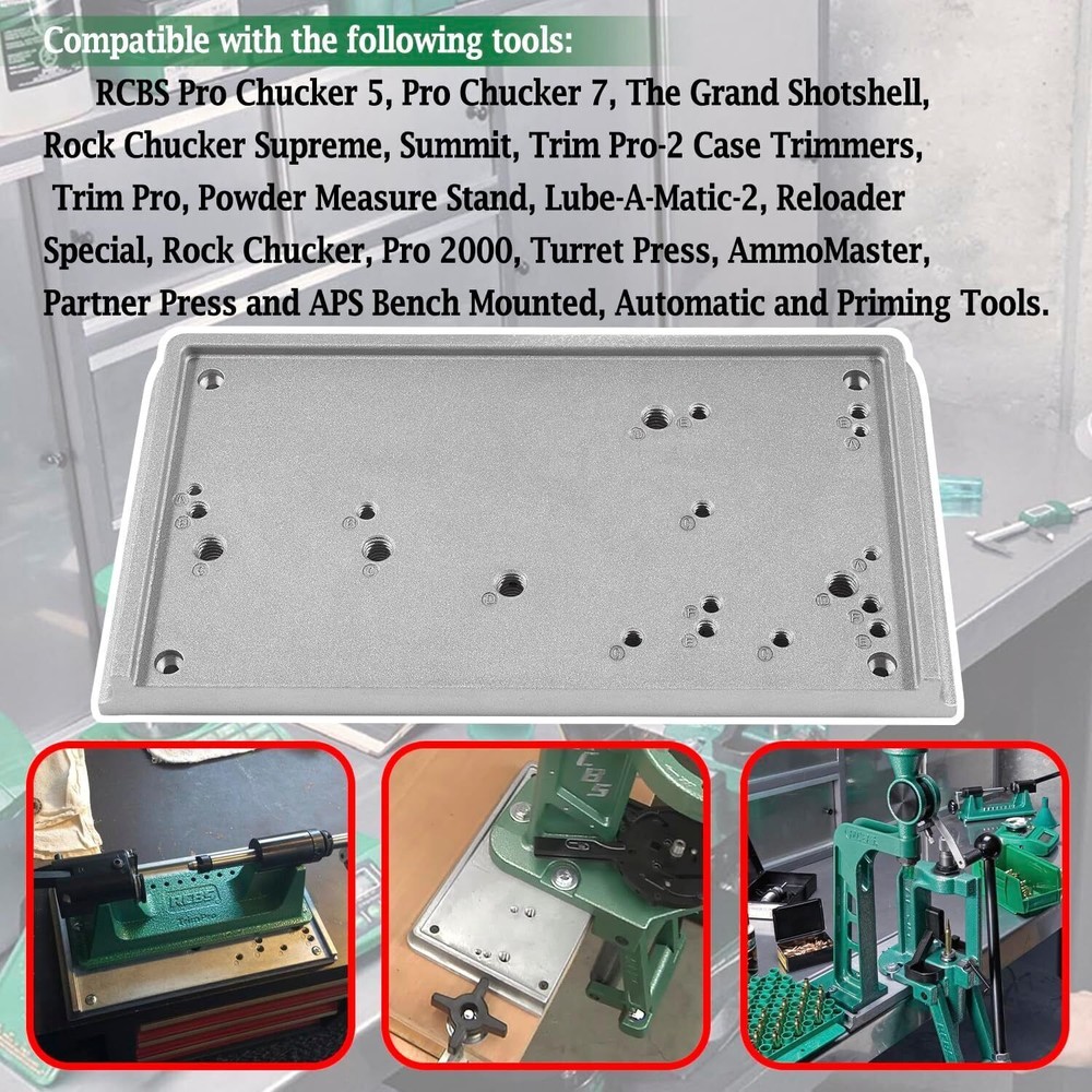 For RCBS Cast Aluminum 9282 Accessory Base Plate 3 Grey Shell Holder Accessory