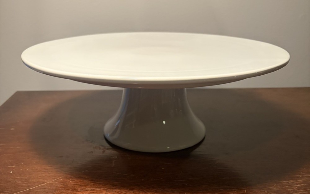 White Pampered Chef 2 Piece Cake Stand 13.25”