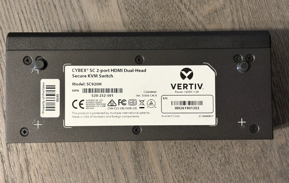Vertiv Cybex SC920H 2 Port HDMI KVM Switch