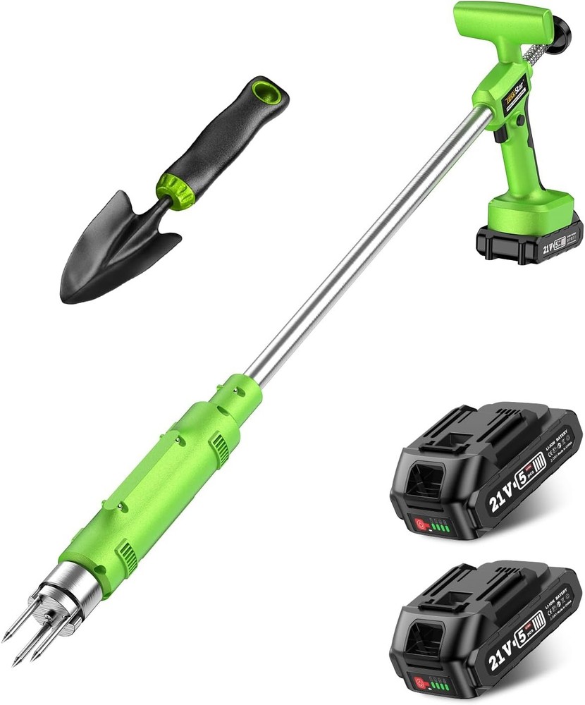 TaskStar Electric Weed Puller Cordless Weed Remover 2 Batteries Stand-Up Picker