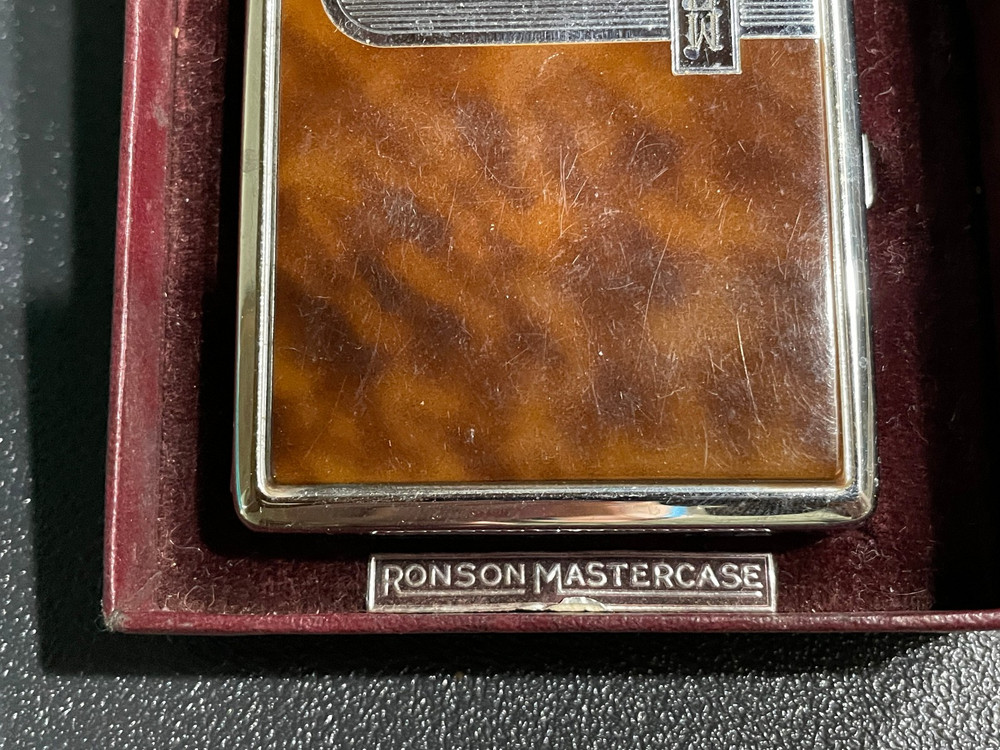 RONSON Mastercase Lighter & Cig Case Combo. SHABBY BOX, NOT WORKING. Vintage.