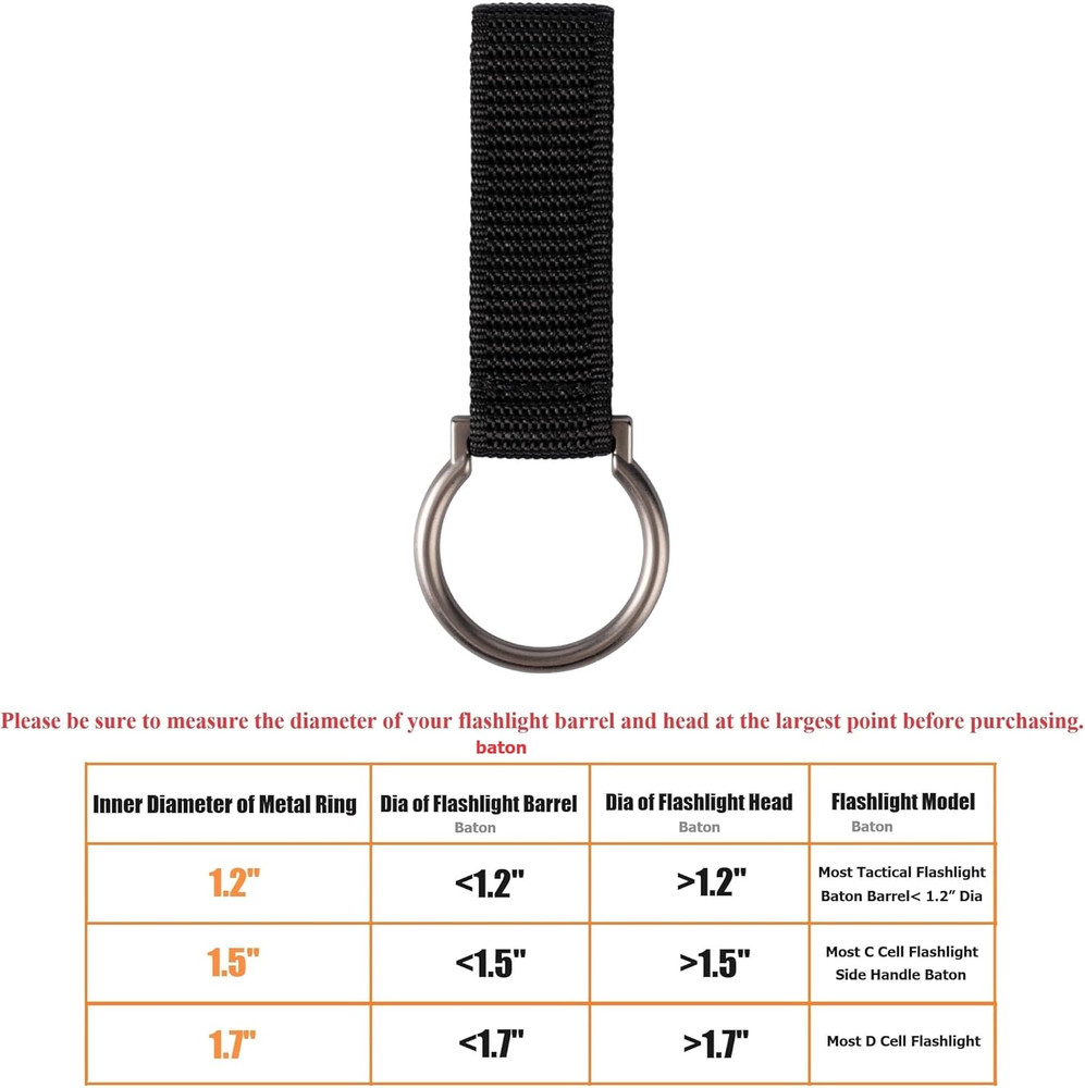 D/C Cell Flashlight Holder Side Handle Baton Carry Metal Ring Tactical Torch Car