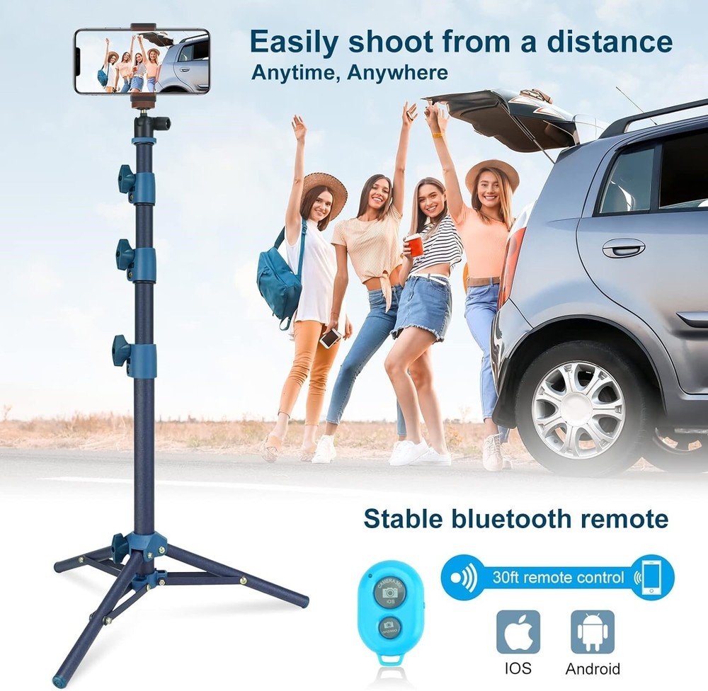 LINCO Pink/Blue T-Shape Backdrop Stand with 10" Ring Light Stand Lighting Kit