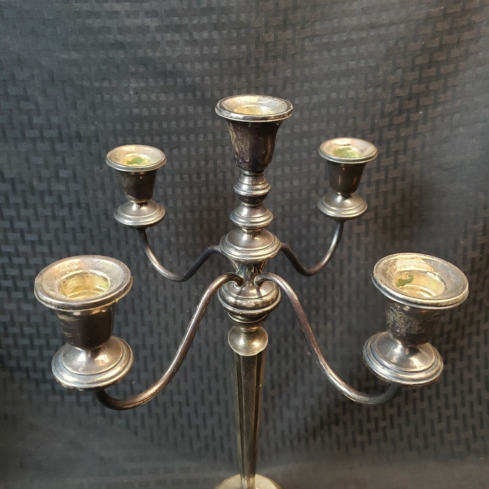 Sterling Silver 2 Piece 4 Arm Candelabra Candlestick Monogrammed Silver