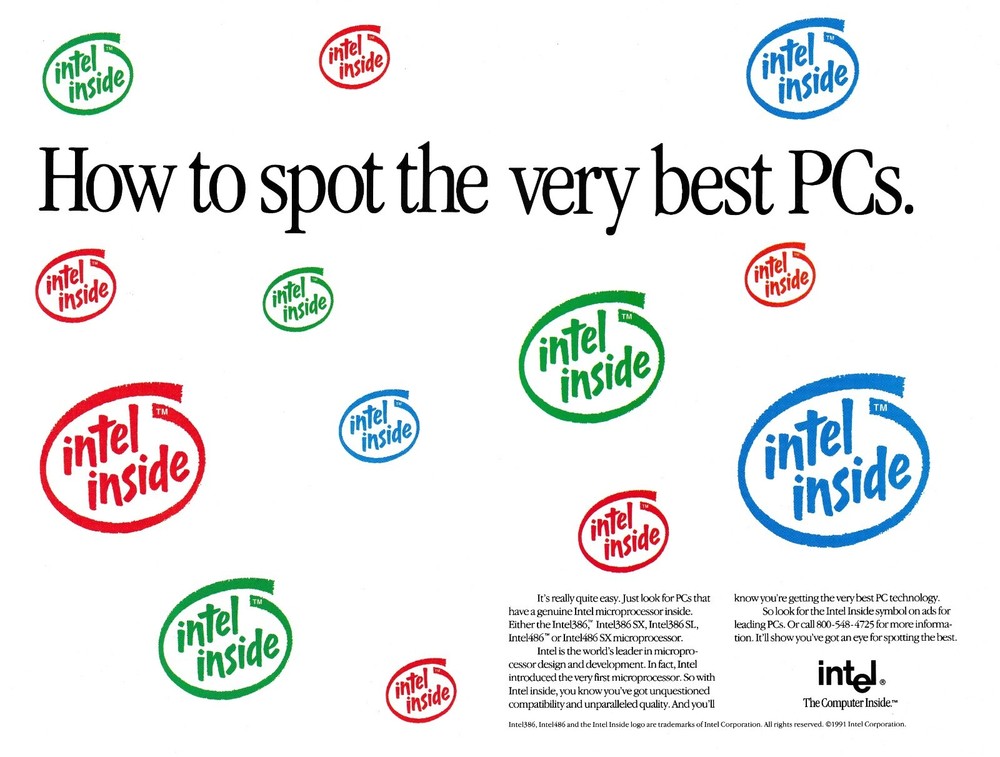 1991 Vintage 2-Page Ad Intel Inside Microprocessor Computer PC Intel386 Intel486