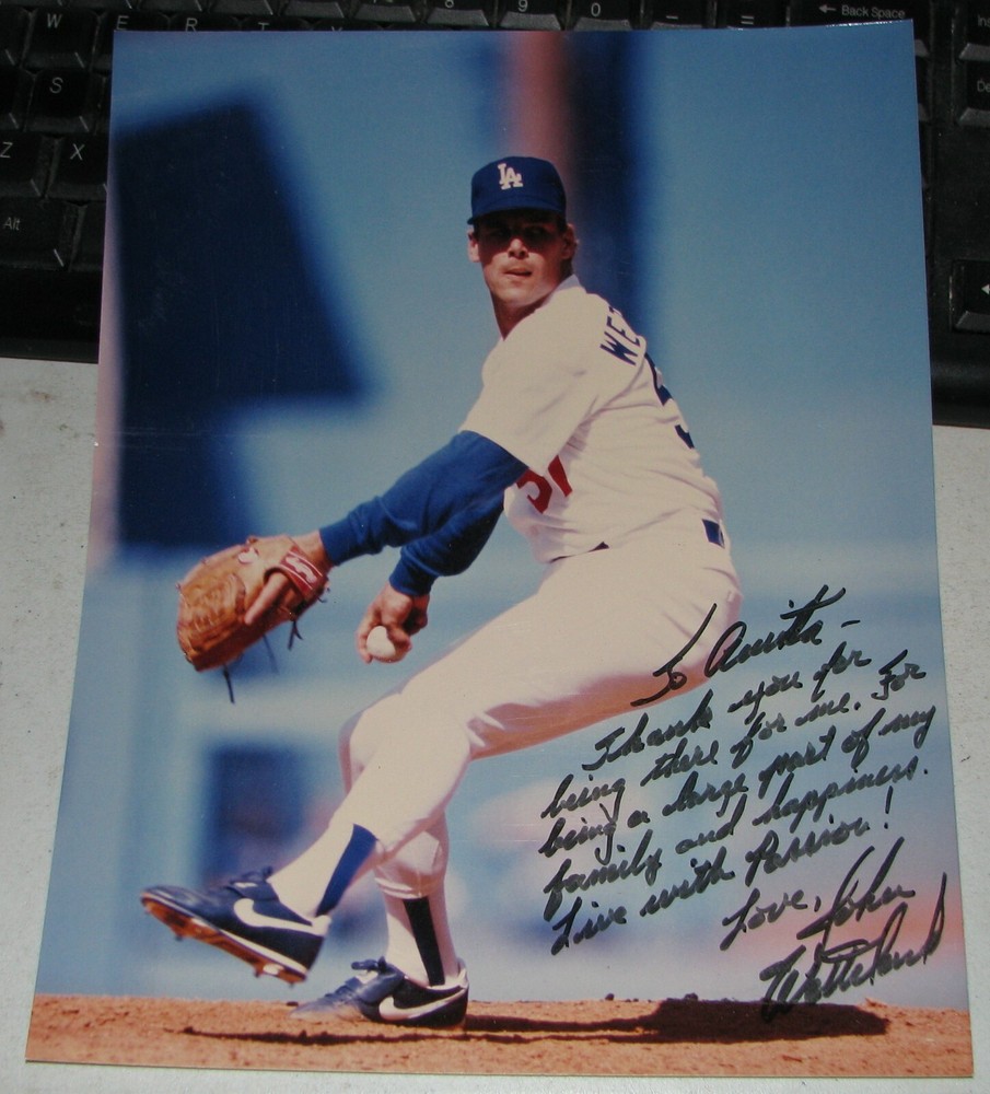 JOHN WETTELAND Signed Autograph MVP Dodgers Pitcher w/Note Photo