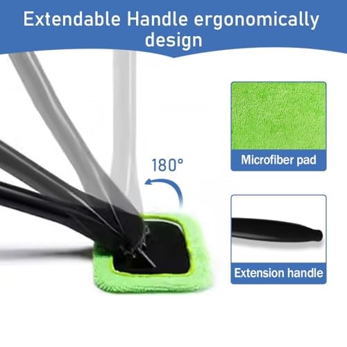 Car Windshield Cleaning Tool, Microfiber Window Cleaner with 4 Washable and