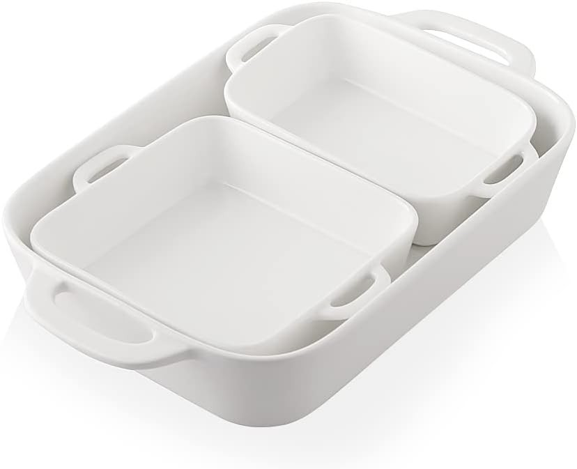 Sophisticated Rectangular Bakeware Set - Non-Stick, Dishwasher Safe Ceramic Pans