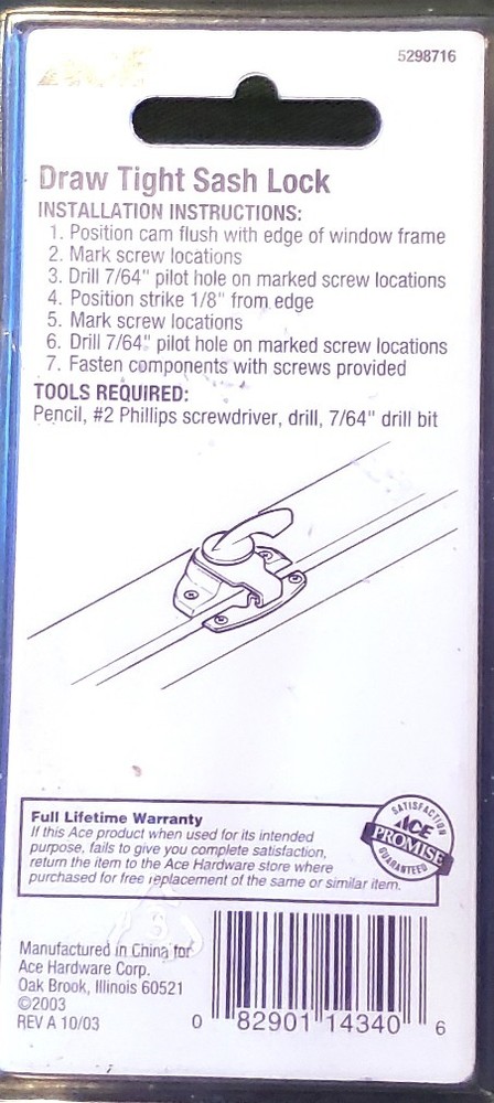 New Ace Hardware Window Sash Lock Brass Finish